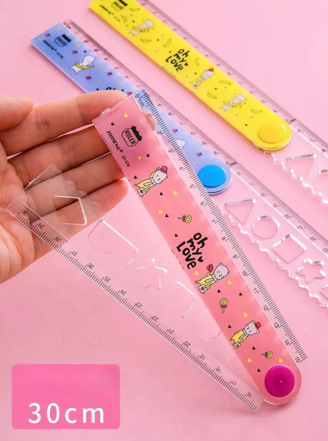 30cm Folding Clear Ruler – Plastic Measuring Tool for School Office Home