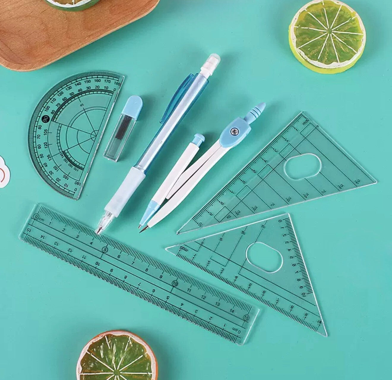 Maths Geometry Compass Protractor Set Back To School Exam Stationery 8PCS