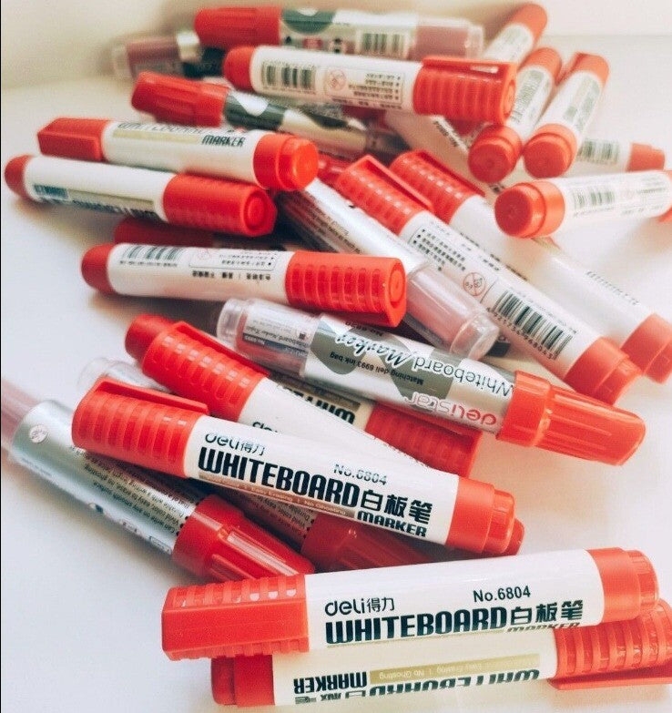 4x Large Dry Wipe White Board Markers Pens Bullet Tip Black Blue Red
