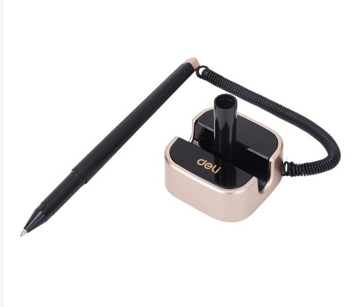 Reception Pen Desk Set On Chain With Stand- Black Counter Pen Brand New