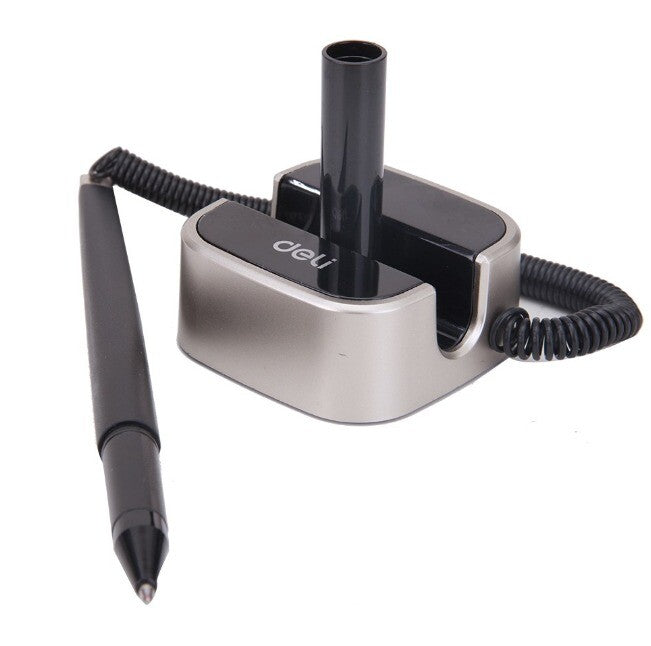 Reception Pen Desk Set On Chain With Stand- Black Counter Pen Brand New