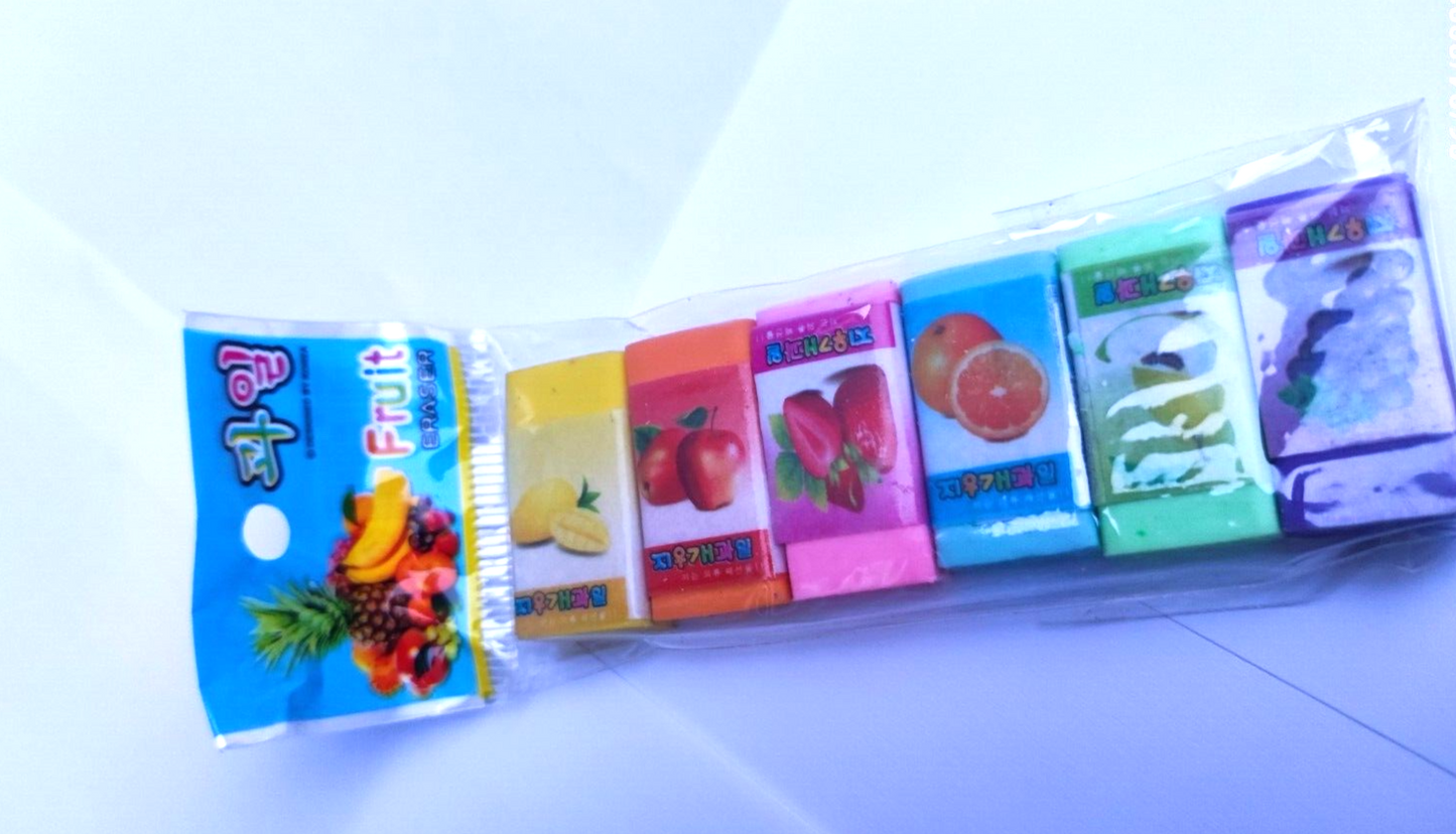 6 Mini Pieces of Rubber Pencil Erasers for Children School Home Office Drawing