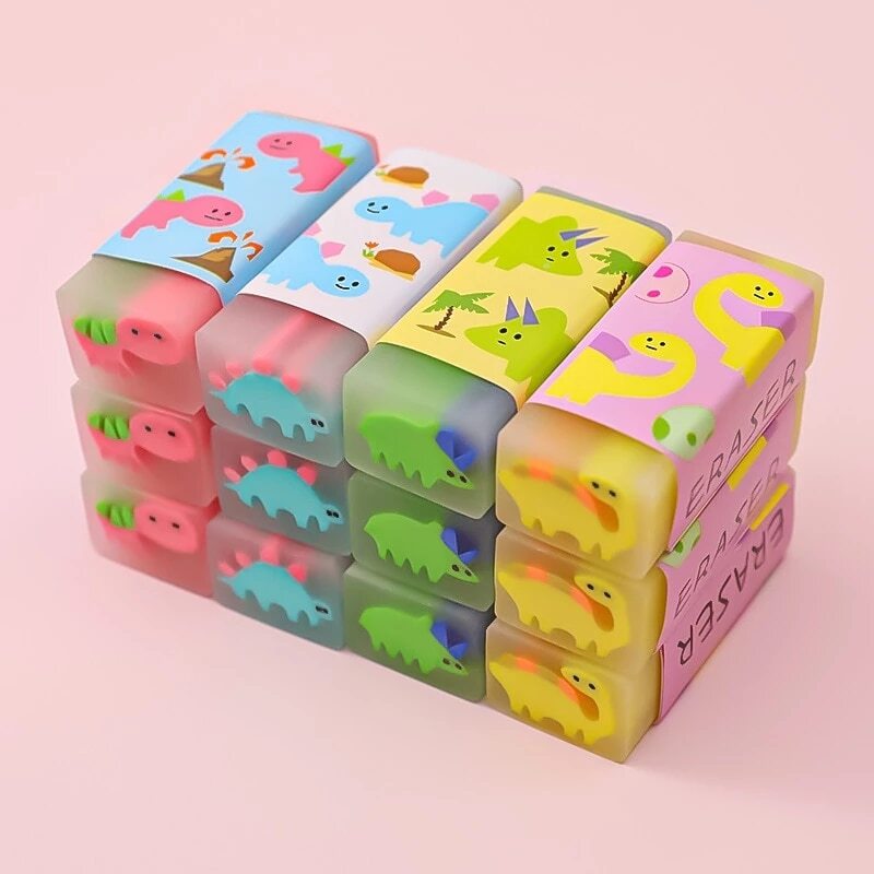Rubber Eraser Fruity And Dinosaur For Drawing Home Office School 2PCS