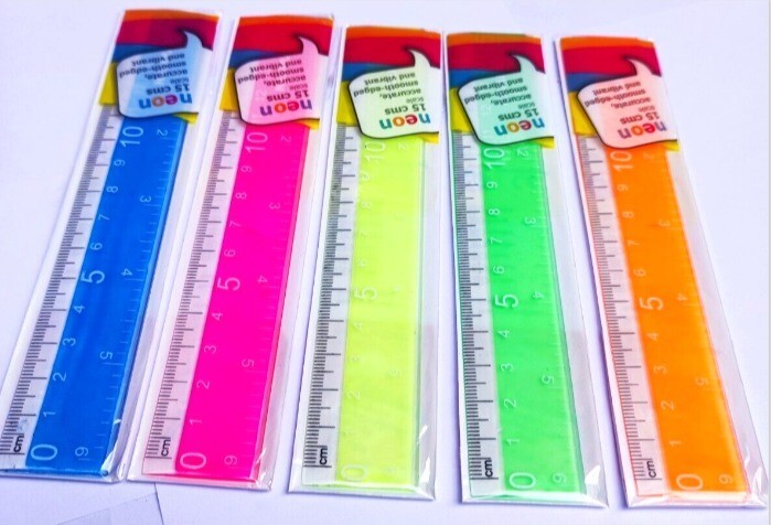 15cm 6" Neon Ruler Office School Stationary Shatterproof Strong School Office