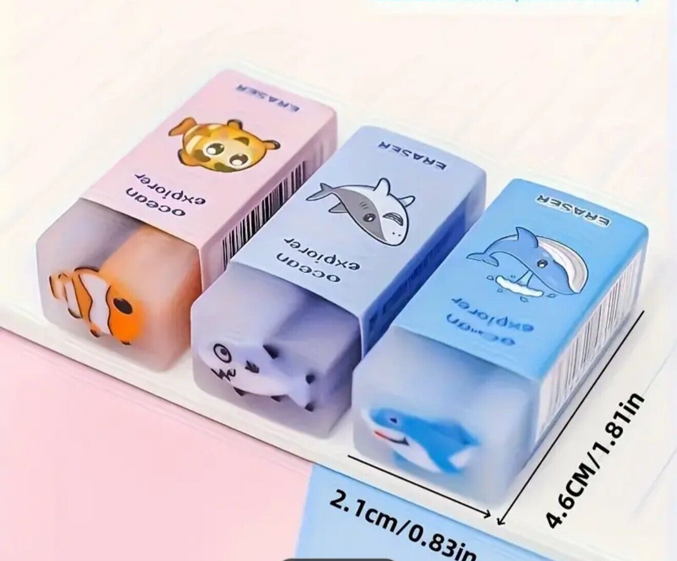 Erasers Rubber Plastic for School Gift Party Bag Stocking Fillers 3 Pieces