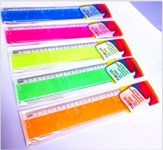 15cm 6" Neon Ruler Office School Stationary Shatterproof Strong School Office
