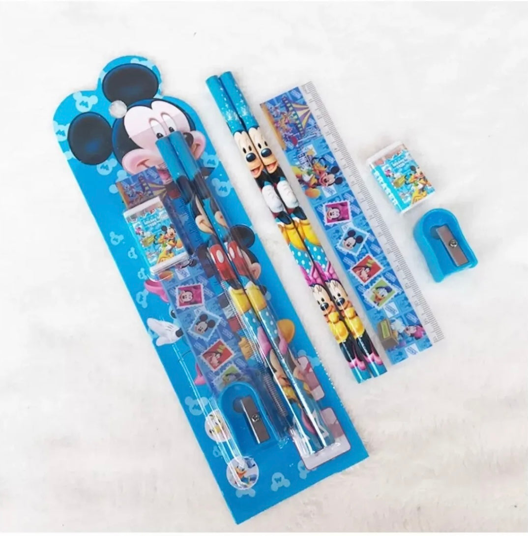DISNEY 5PCS SET STATIONERY RULER SHARPENER PENCIL ERASER SET FOR KIDS SCHOOL