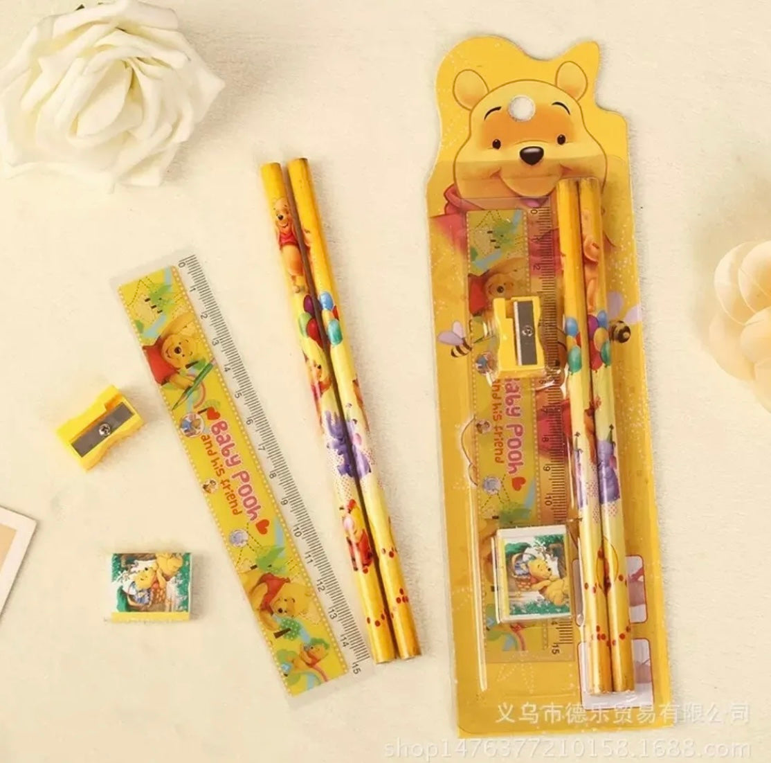 DISNEY 5PCS SET STATIONERY RULER SHARPENER PENCIL ERASER SET FOR KIDS SCHOOL