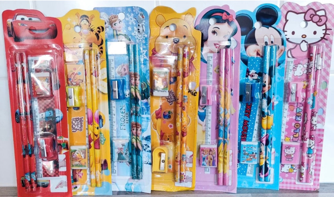 DISNEY 5PCS SET STATIONERY RULER SHARPENER PENCIL ERASER SET FOR KIDS SCHOOL