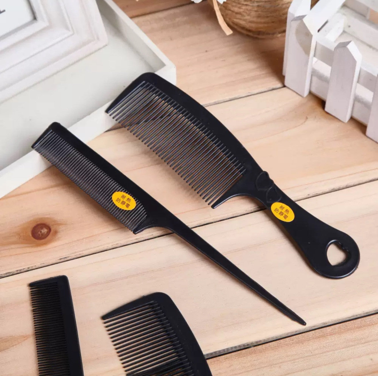 2X Assorted Black Comb Set Hair Styling Hairdressing Salon Barbers Men Women Cut
