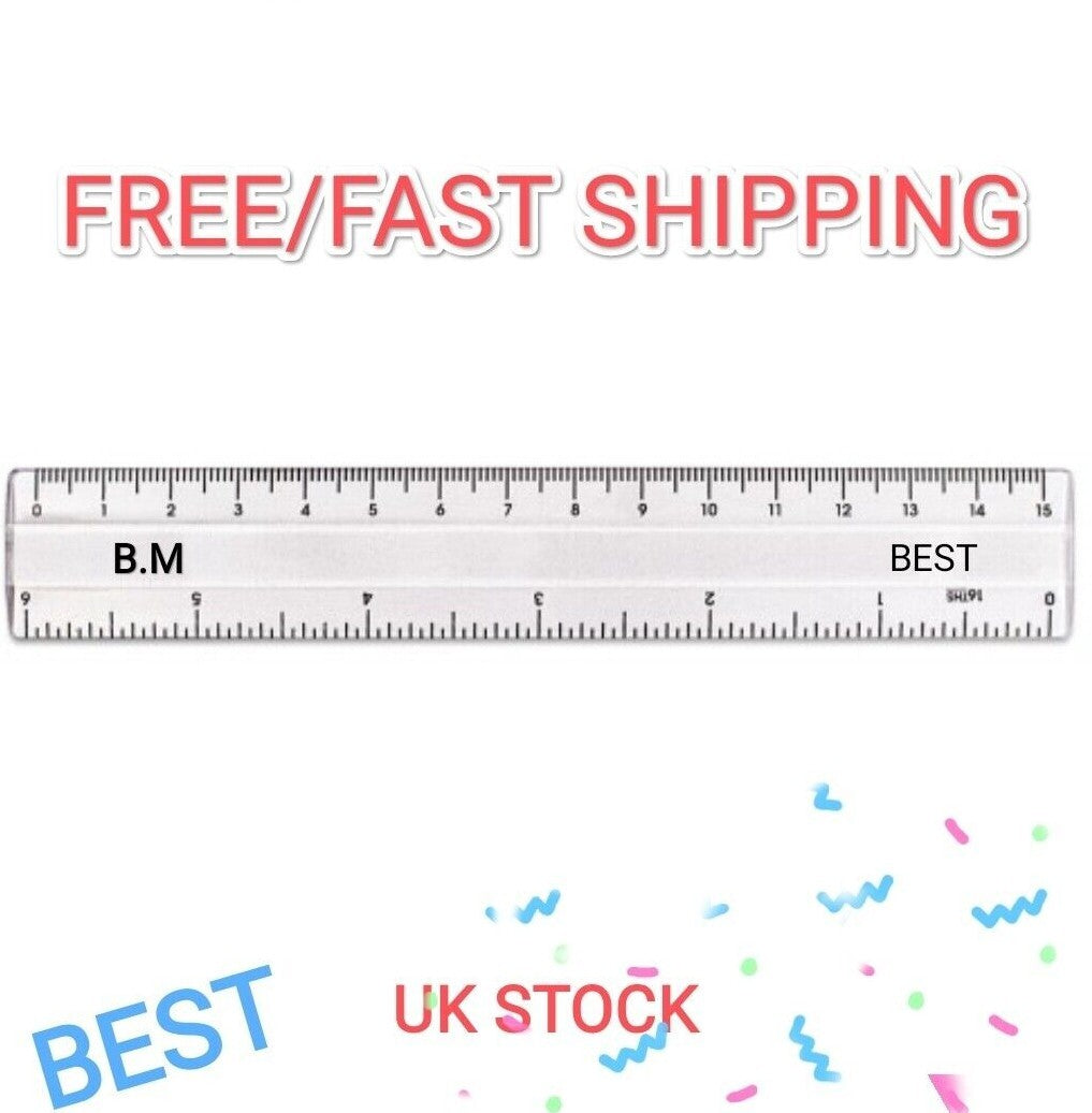 BEST 15 CM 6" Ruler Clear  6 Inch Small Measuring Rulers for School Home Office