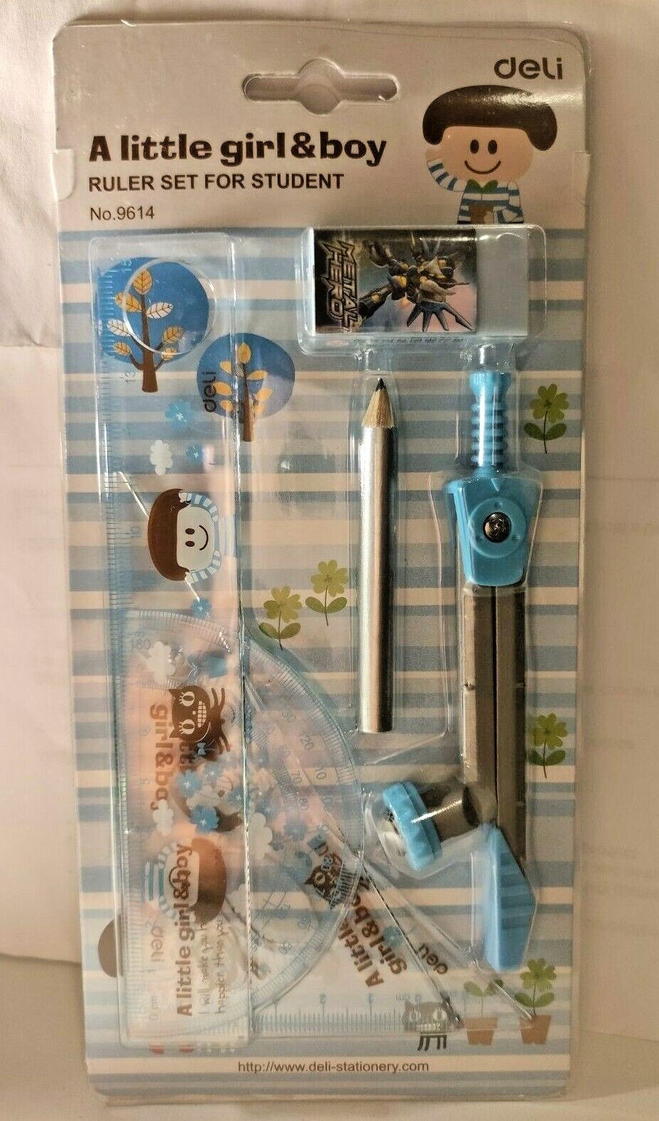 Maths Geometry Set Compass Ruler Protractor Box 7PCS For Boys Girls School Home