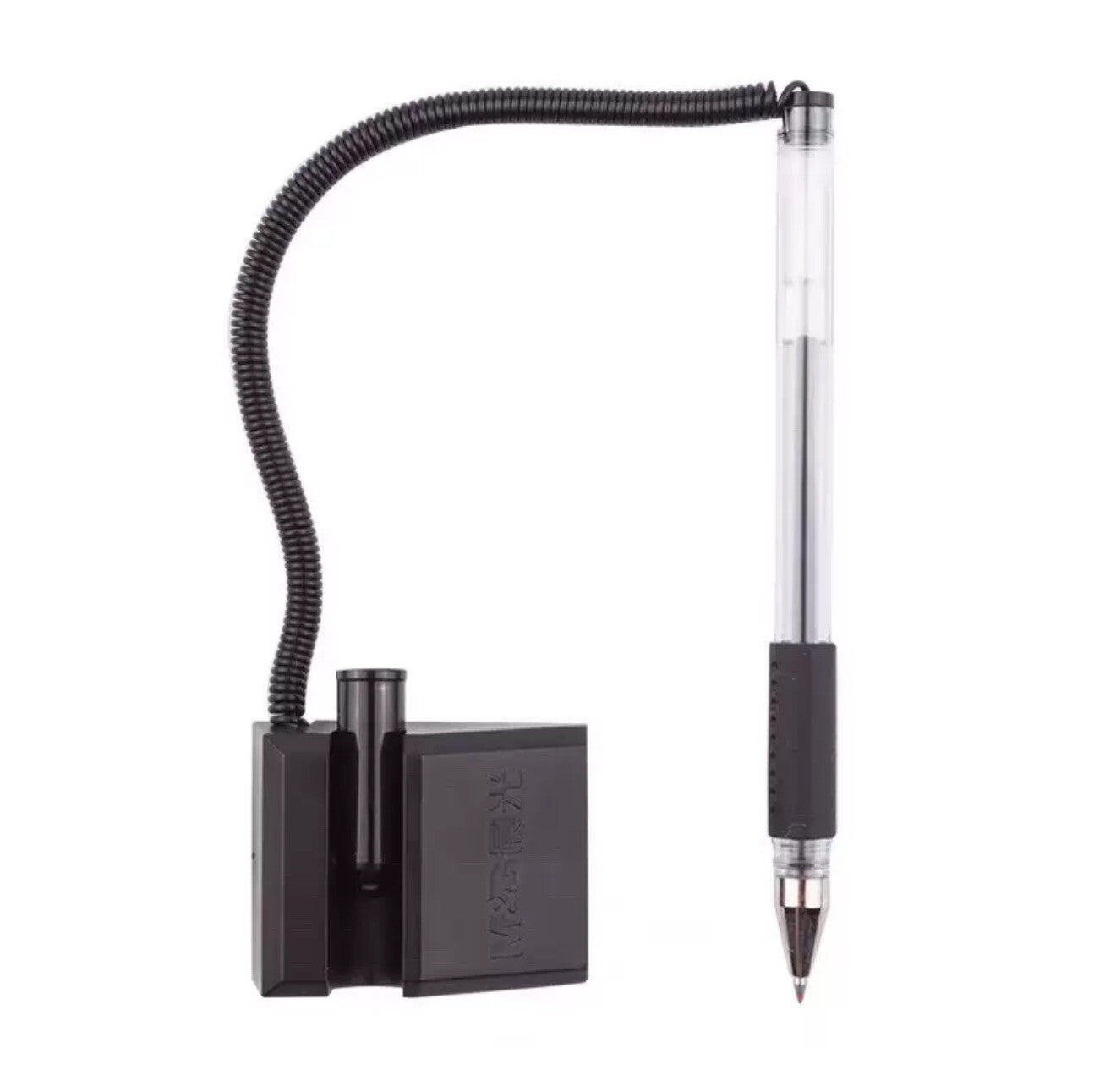 Reception Pen Desk Set On Chain With Stand- Black Counter Pen