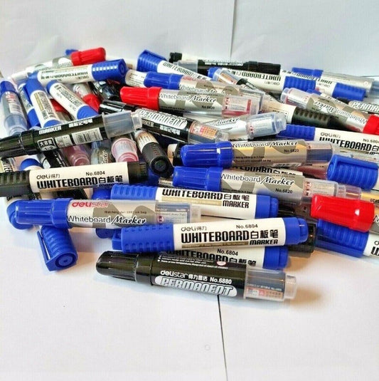 4x Large Dry Wipe White Board Markers Pens Bullet Tip Black Blue Red