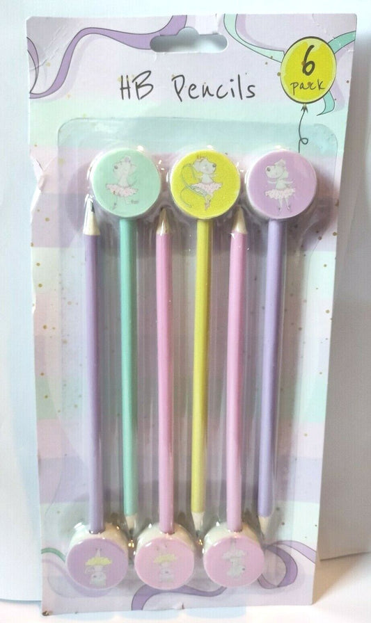 HB Pencils with Erasers Topped Ballerine Erasers for Children Kids School Home