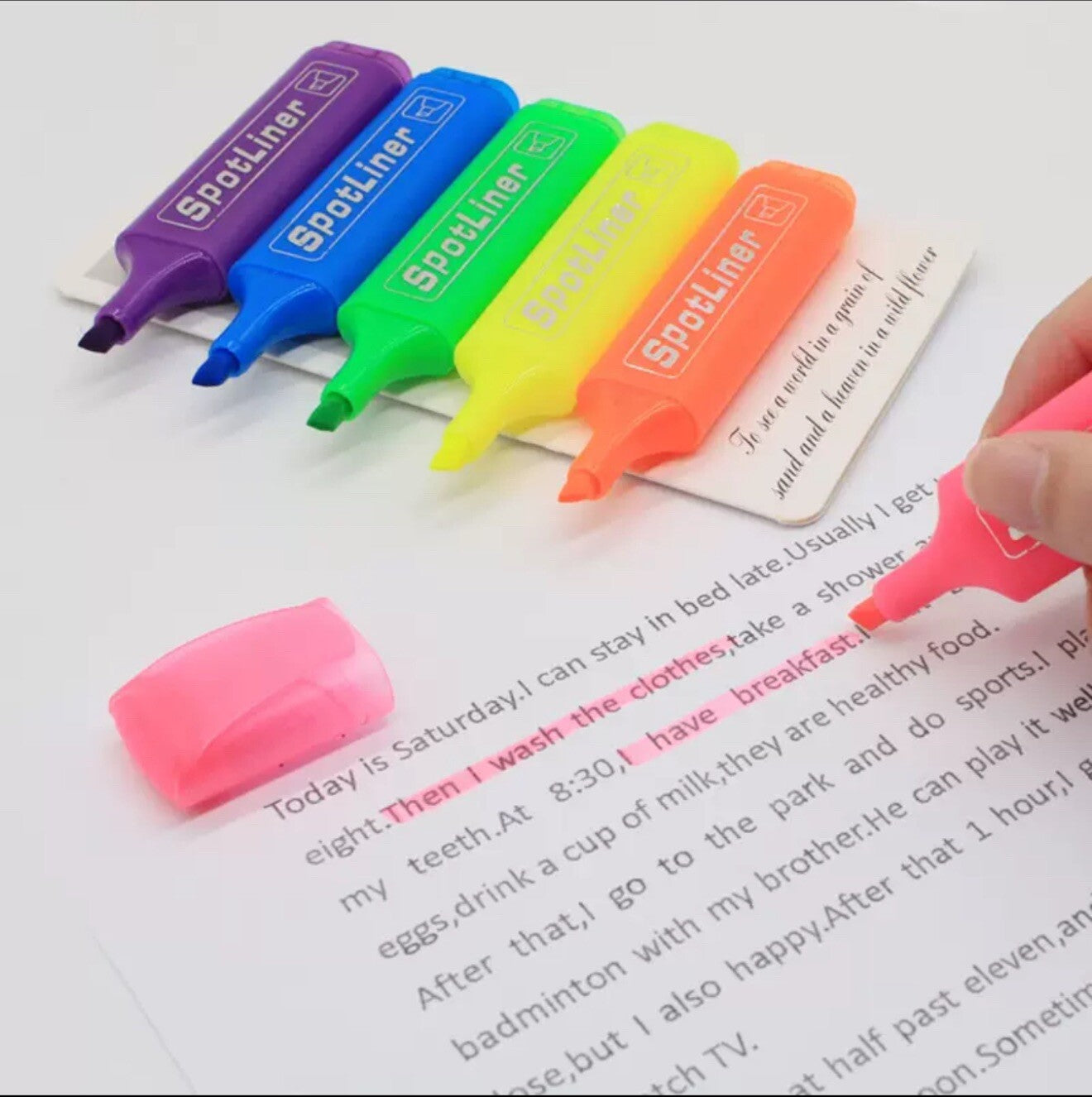 HIGHLIGHTER MARKERS PENS ASSORTED BRIGHT COLOURS SCHOOL OFFICE 6PCS