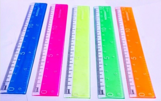15cm 6" Neon Ruler Office School Stationary Shatterproof Strong School Office