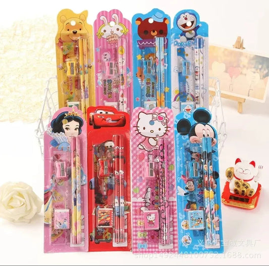 DISNEY 5PCS SET STATIONERY RULER SHARPENER PENCIL ERASER SET FOR KIDS