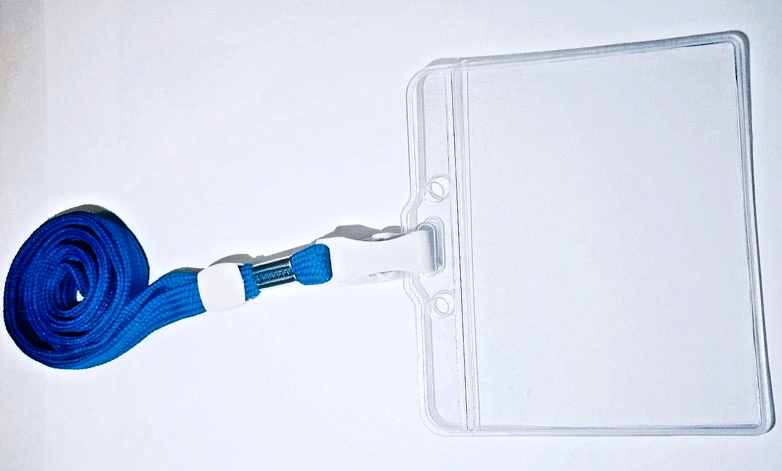 ID Badge Wallet Plastic Pocket Lanyard Blue Neck Strap 95mm x 68mm New
