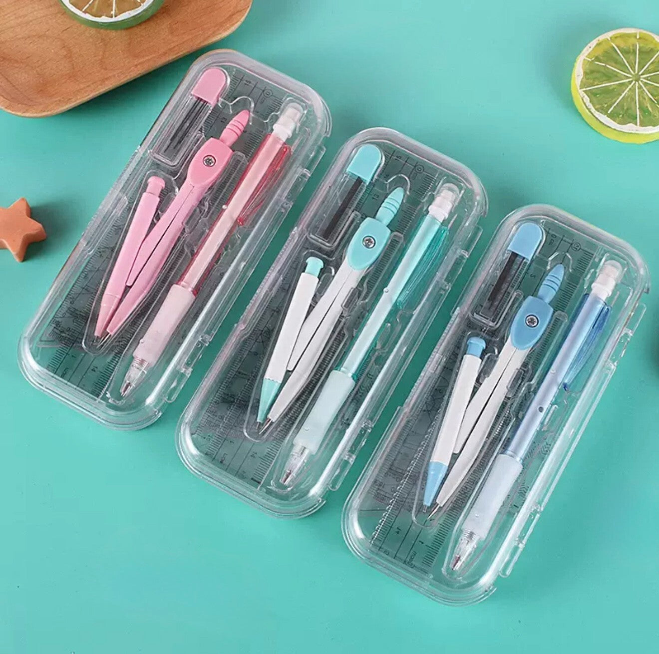 Maths Geometry  Compass Protractor Set Back To School Exam Stationery 8PCS