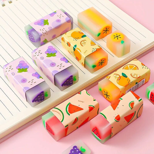 Rubber Eraser Fruity And Dinosaur For Drawing Home Office School 2PCS