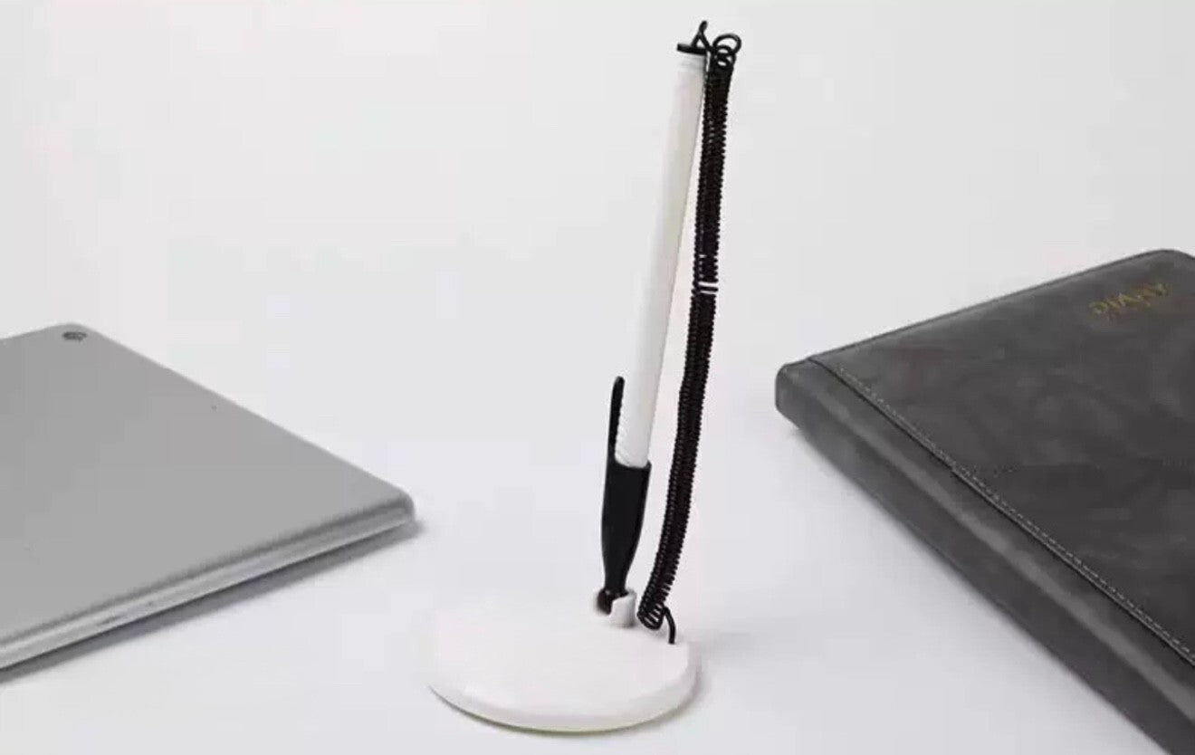 Reception Pen Desk Set On Chain With Stand- Black Counter Pen New