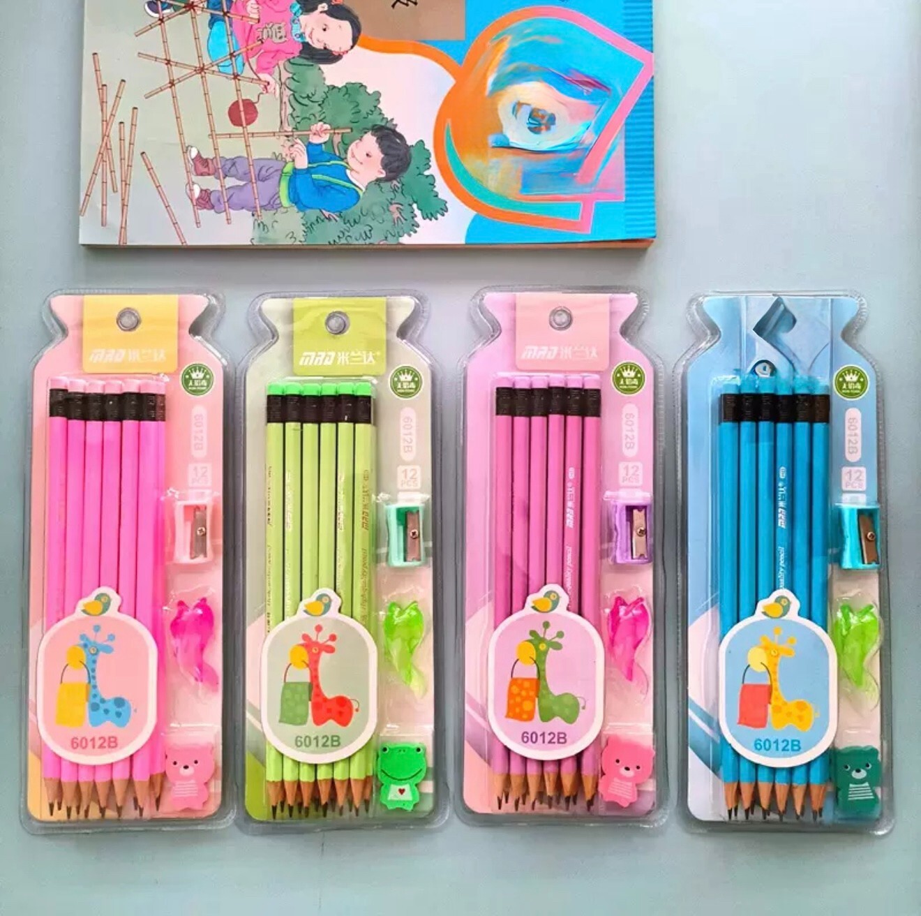 HB Pencils with Eraser Rubber Tips Office School Drawing Art Craft 12 PCS Set