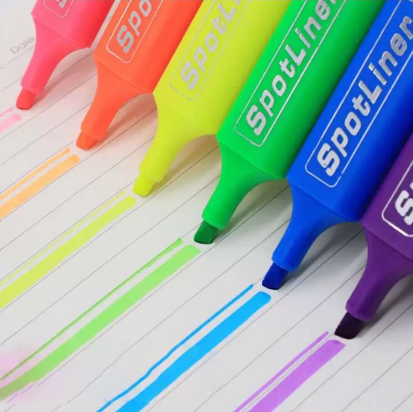 HIGHLIGHTER MARKERS PENS ASSORTED BRIGHT COLOURS SCHOOL OFFICE 6PCS