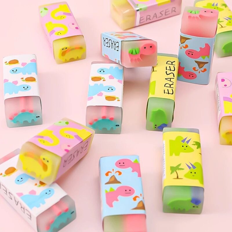 Rubber Eraser Fruity And Dinosaur For Drawing Home Office School 2PCS