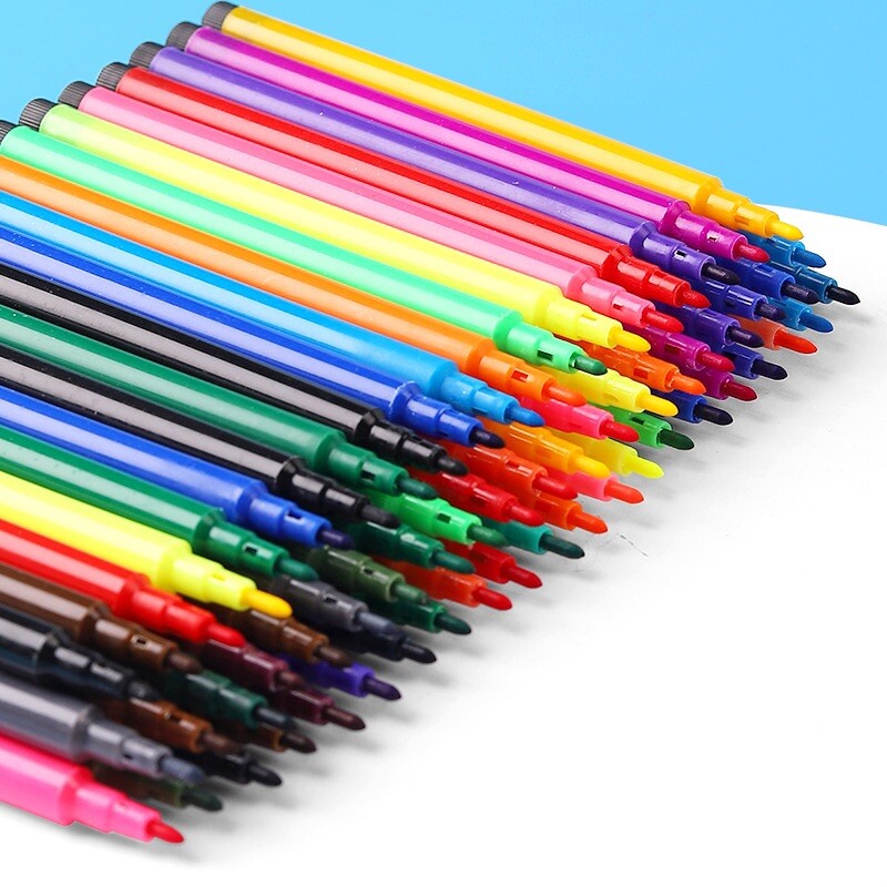 Felt Tip Fibre Pens Set Fine Drawing Colouring Art School Colour Kids 24PCS