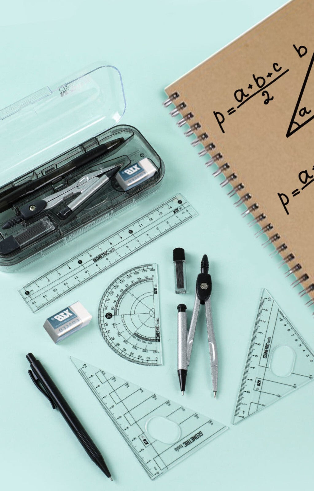 Maths Geometry  Compass Protractor Set Back To School Exam Stationery 8PCS
