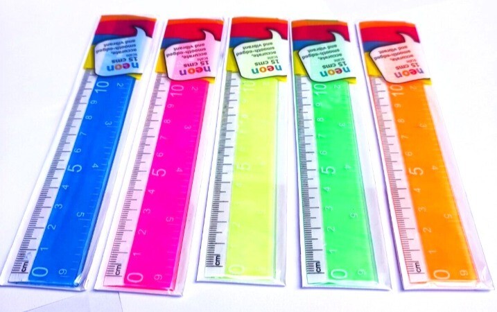 15cm 6" Neon Ruler Office School Stationary Shatterproof Strong School Office