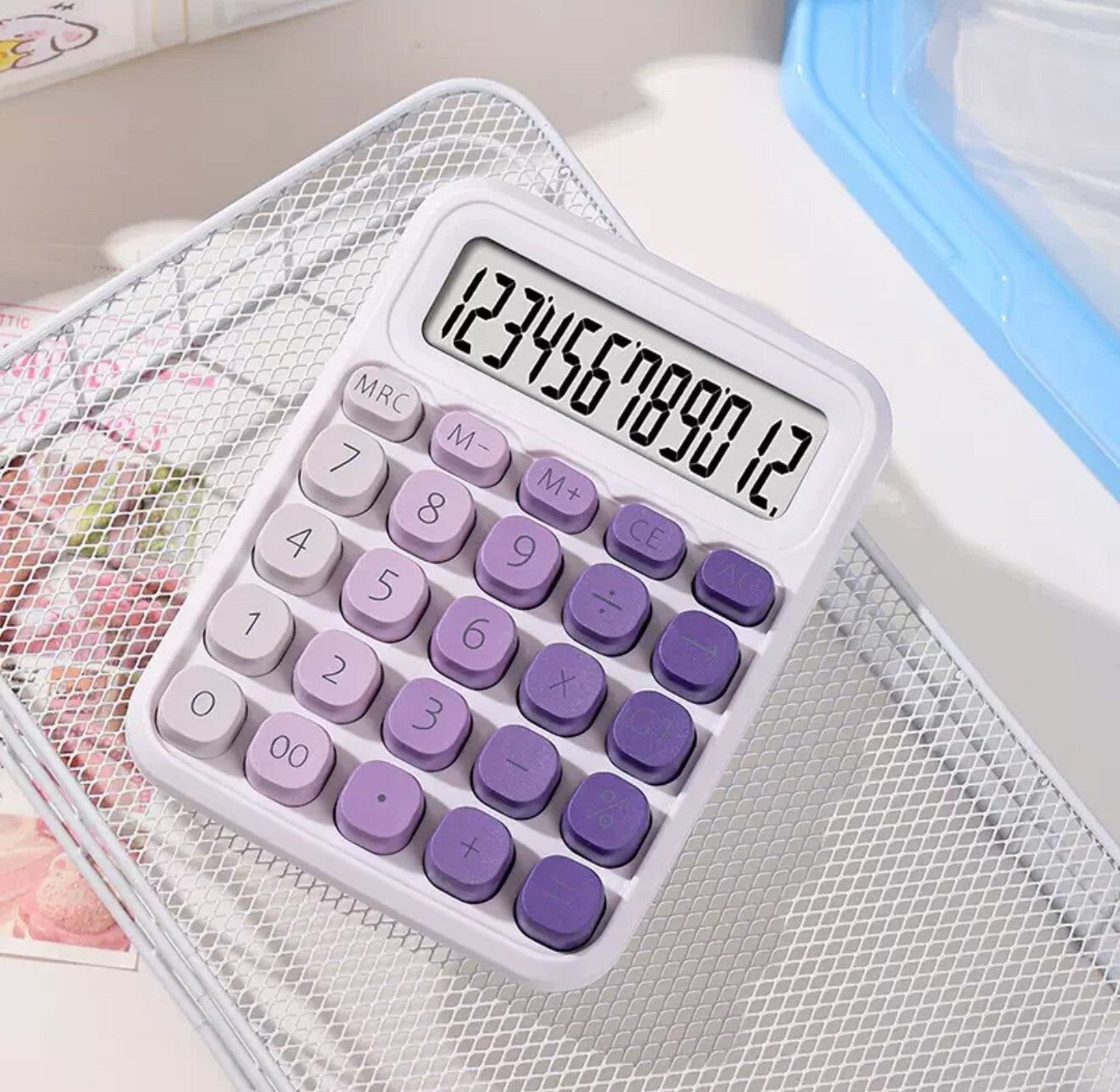 DIGITS DISPLAY DESKTOP CALCULATOR, JUMBO LARGE BUTTONS- 12 DIGITS RANDOM COLOURS