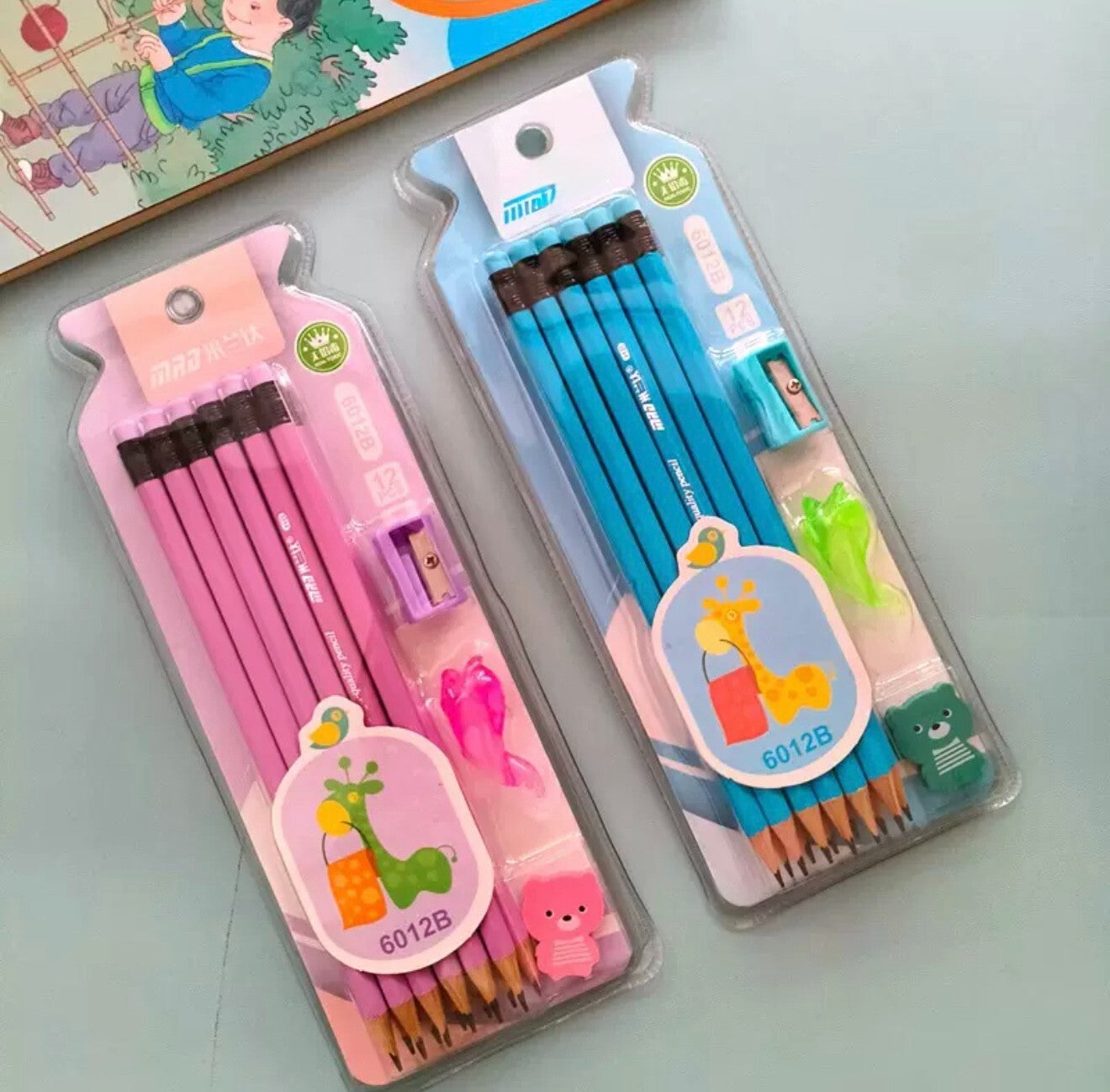 HB Pencils with Eraser Rubber Tips Office School Drawing Art Craft 12 PCS Set