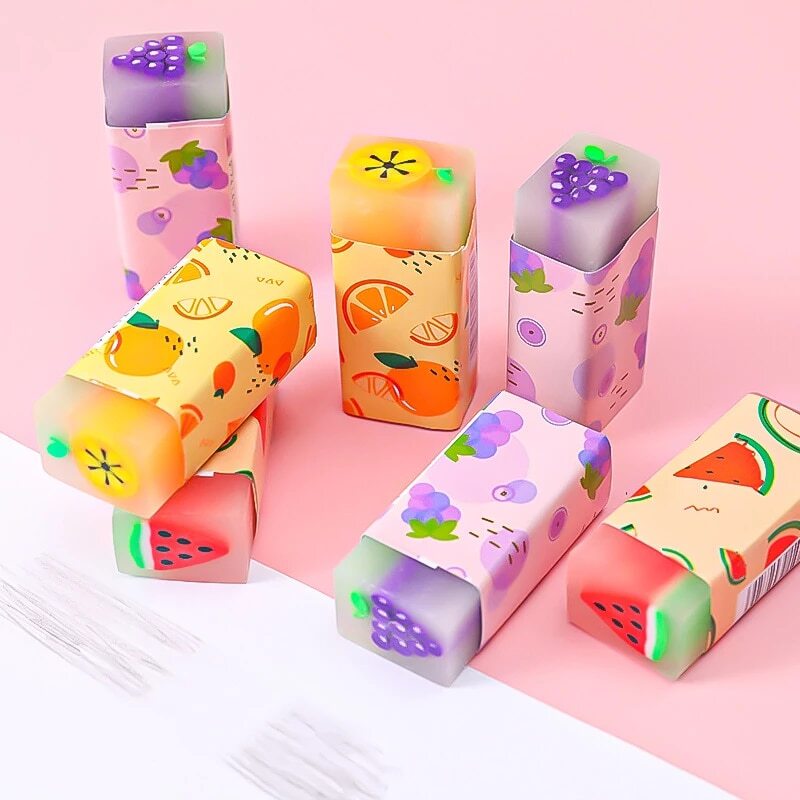 Rubber Eraser Fruity And Dinosaur For Drawing Home Office School 2PCS