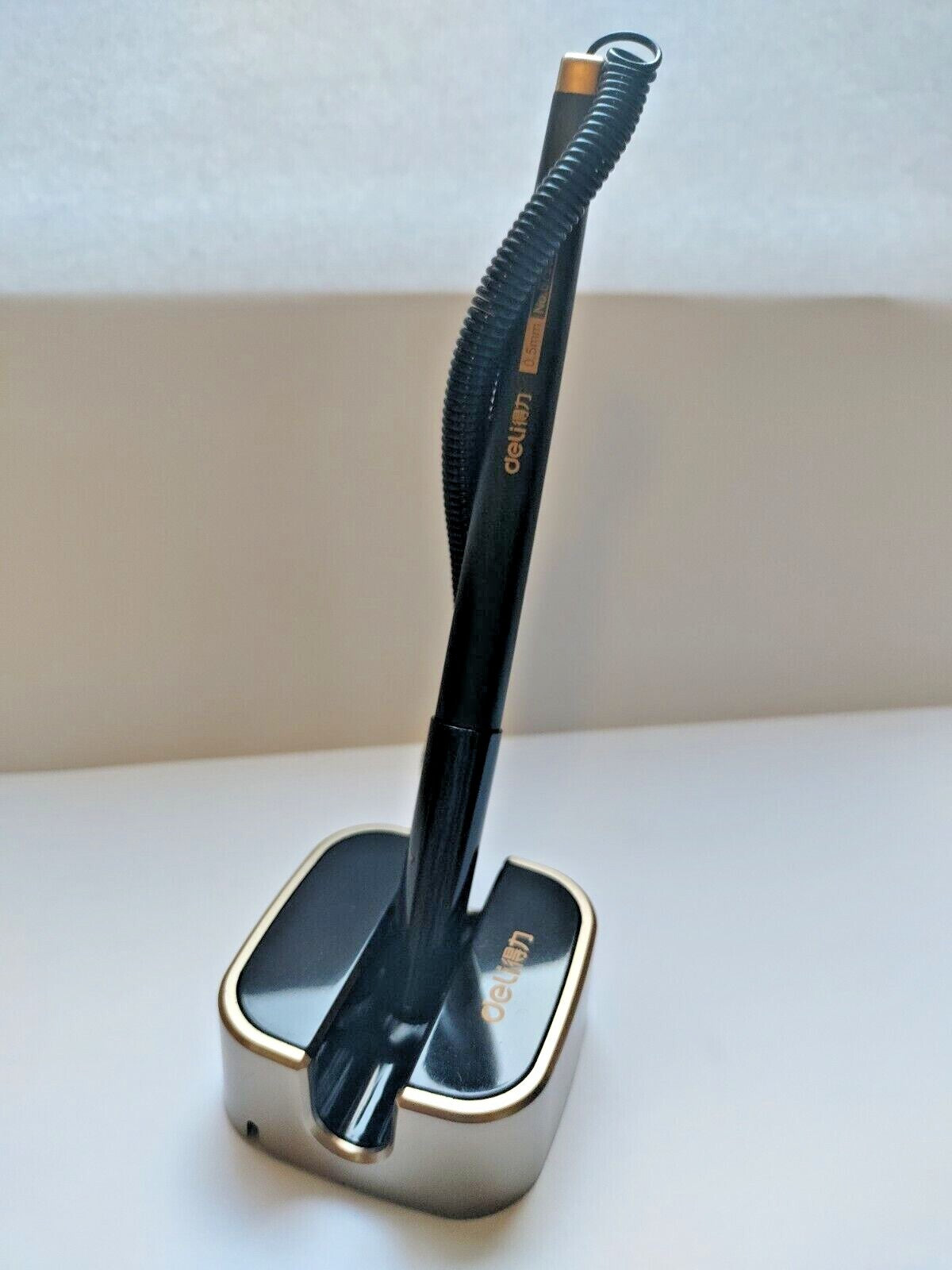 Reception Pen Desk Set On Chain With Stand- Black Counter Pen New