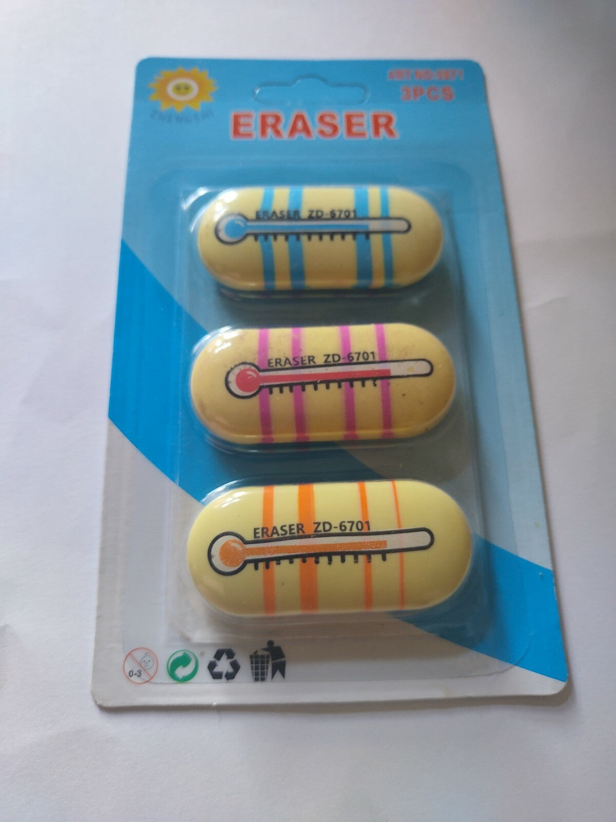 Temperature Erasers Set Children Boys Girl Kids Home Office School 3 Pieces New