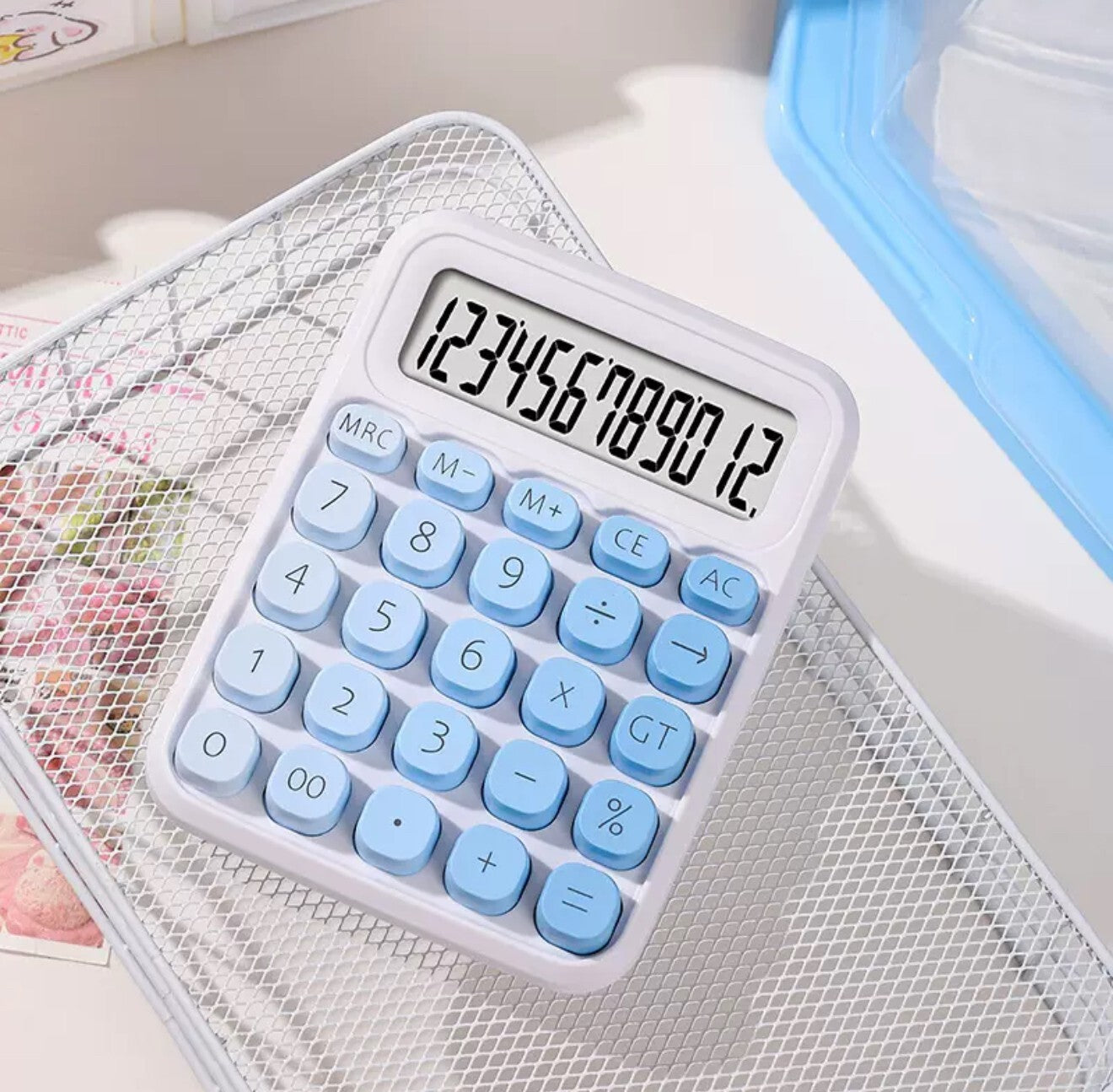 DIGITS DISPLAY DESKTOP CALCULATOR, JUMBO LARGE BUTTONS- 12 DIGITS RANDOM COLOURS