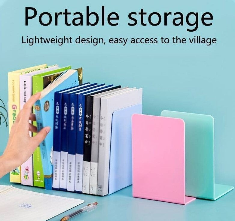 Pair of Plastic Bookend Anti Slip Book End Stand Support Office School Home