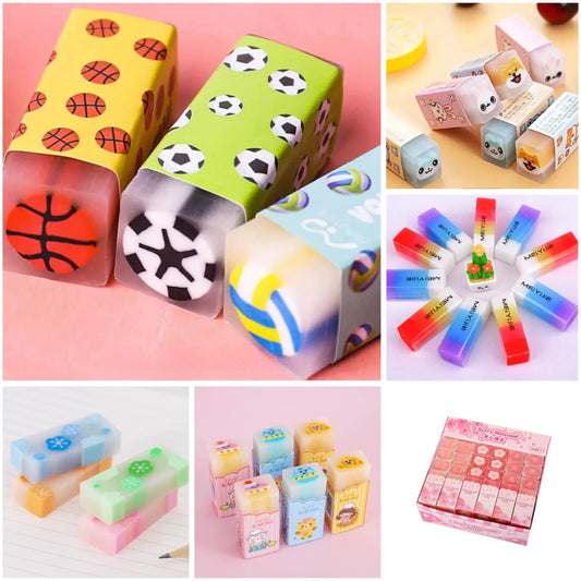 Erasers  Rubber Plastic for School Gift Party Bag Stocking Fillers 3 Pieces