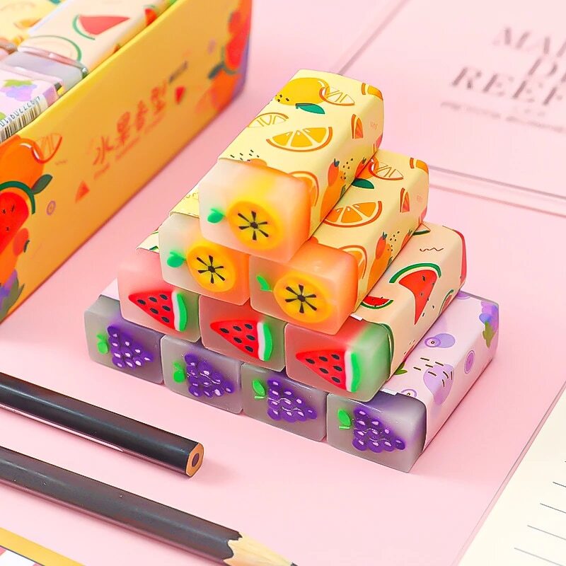 Rubber Eraser Fruity And Dinosaur For Drawing Home Office School 2PCS