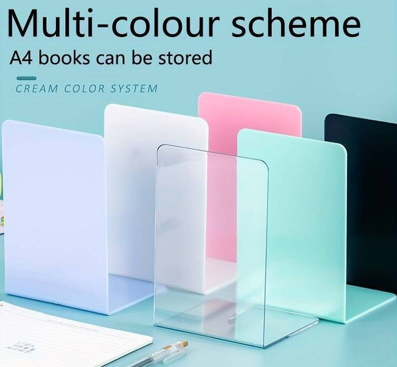Pair of Plastic Bookend Anti Slip Book End Stand Support Office School Home