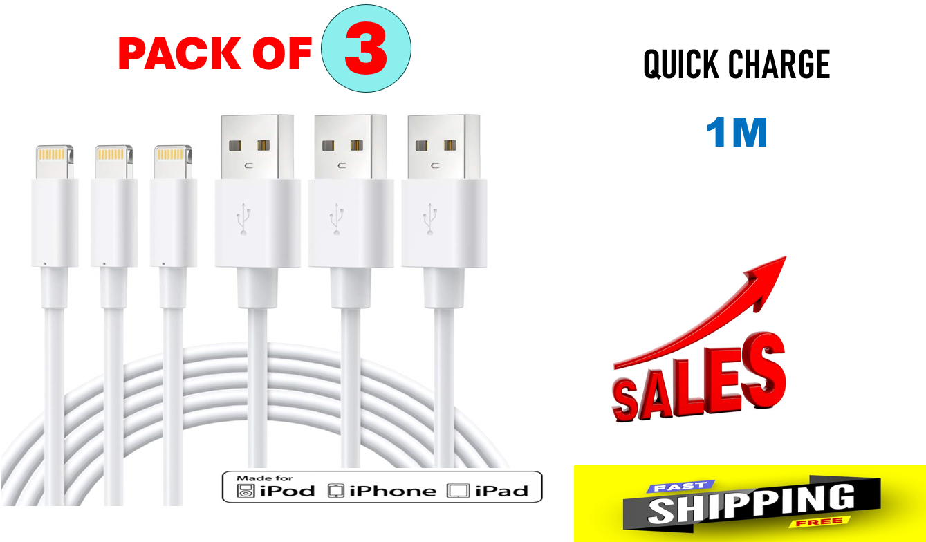 Fast Charger USB Cable for iPhone 5–14 Pro Max iPad – Sync Data Charging Cord
