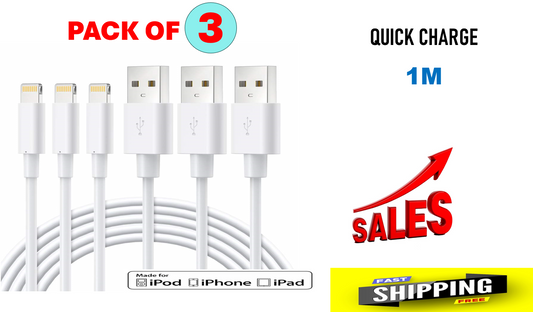 Fast Charger USB Cable for iPhone 5–14 Pro Max iPad – Sync Data Charging Cord