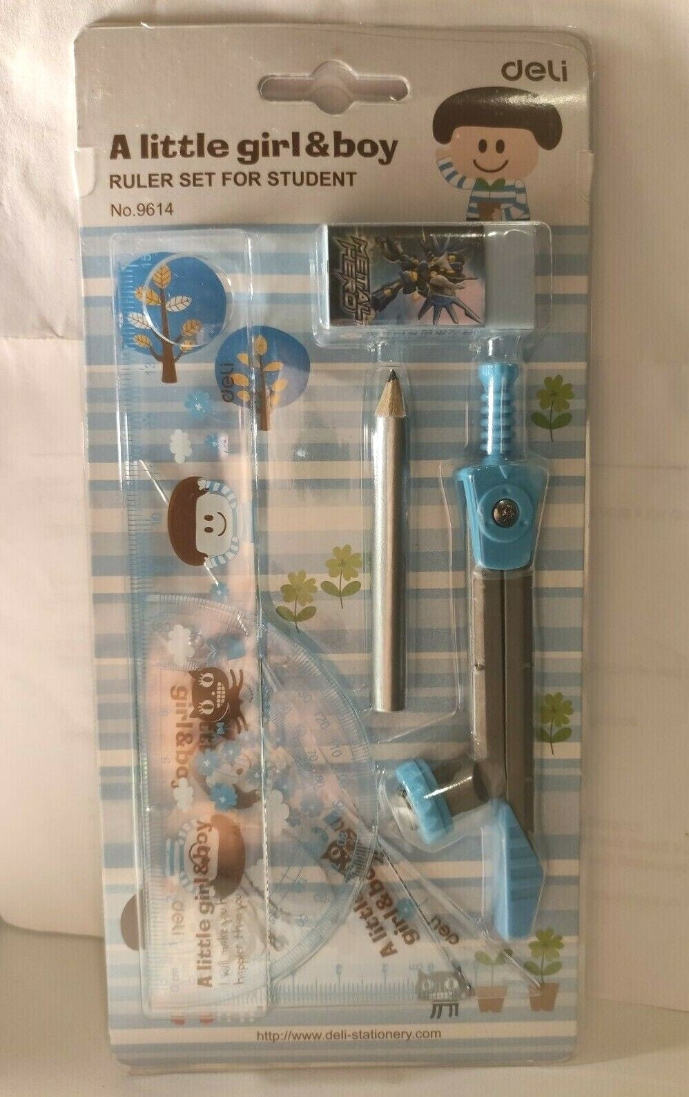 Maths Geometry Set Compass Ruler Protractor Box 7PCS For Boys Girls School Home