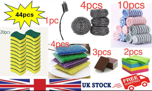 44pcs Complete Kitchen Cleaning Sets With Multi-Purpose Sponges Brand New