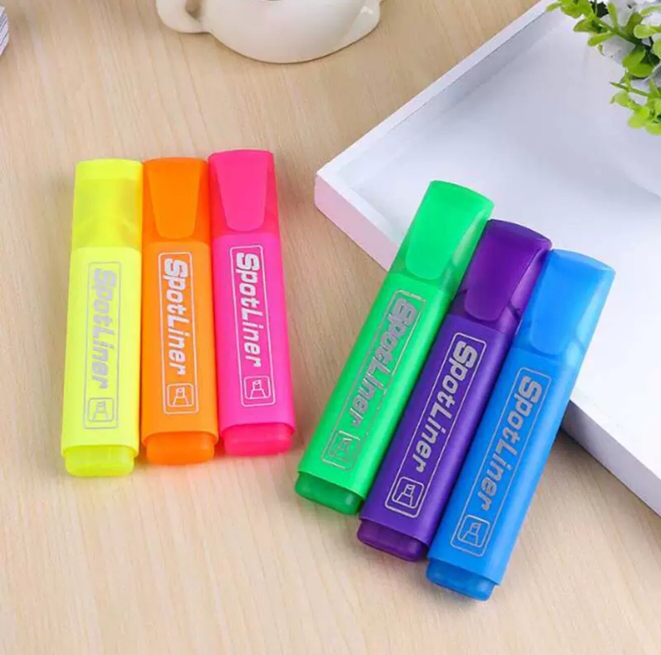 HIGHLIGHTER MARKERS PENS ASSORTED BRIGHT COLOURS SCHOOL OFFICE 6PCS