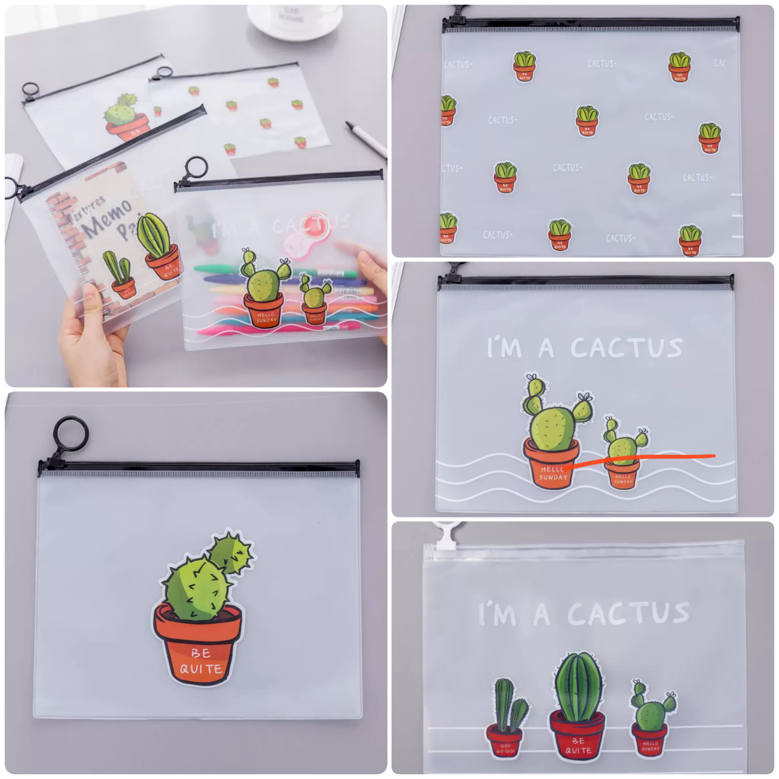 Pencil Case for  Girls Boys Children  Large  Cactus School Pencil Cases