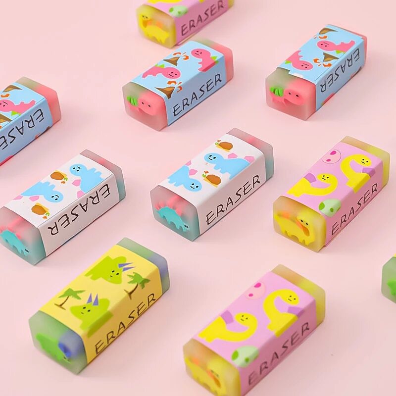 Rubber Eraser Fruity And Dinosaur For Drawing Home Office School 2PCS