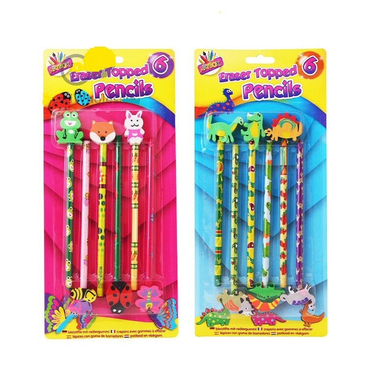 HB Pencils with Top Erasers Set for Children Kids School Home